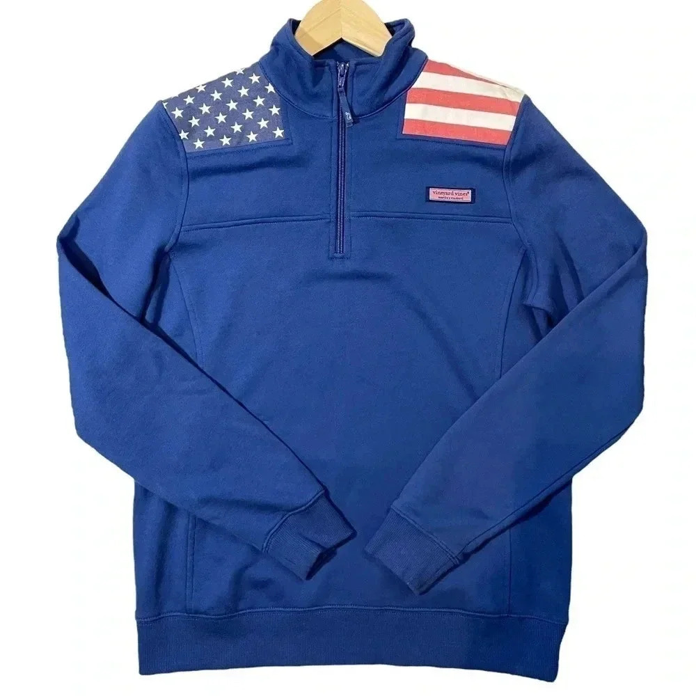 Vineyard Vines 1/4 Zip Flag Shep USA Pullover